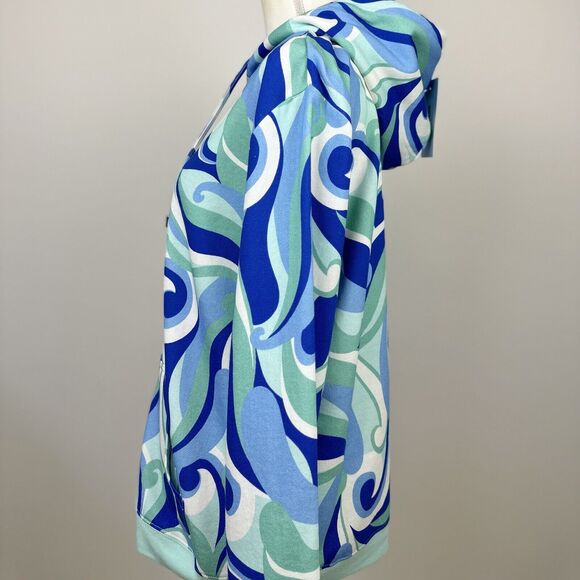 Hill House Allie Zip Up Sweatshirt Hoodie Kaleidoscopic Beach Blue Fleece S NWT - Picture 8 of 15